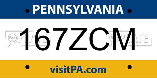 167ZCM Pennsylvania License Plate