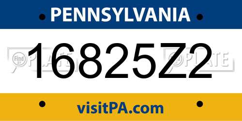 16825Z2 Pennsylvania License Plate