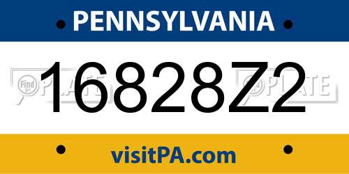 16828Z2 Pennsylvania License Plate