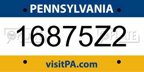 16875Z2 Pennsylvania License Plate