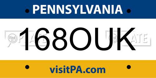 168OUK Pennsylvania License Plate