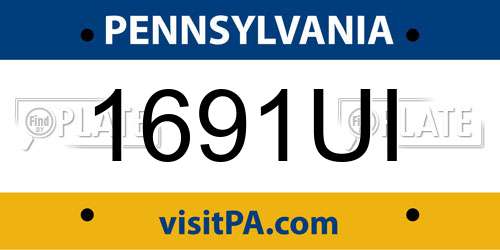 1691UI Pennsylvania License Plate