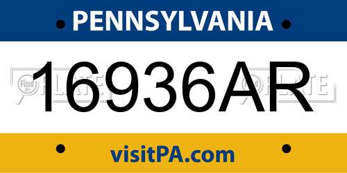 16936AR Pennsylvania License Plate