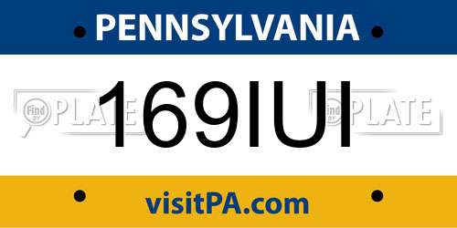 169IUI Pennsylvania License Plate