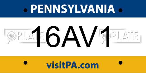 16AV1 Pennsylvania License Plate