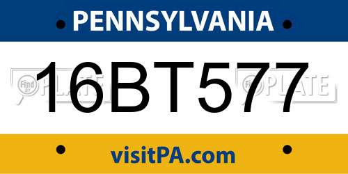 16BT577 Pennsylvania License Plate