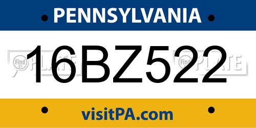 16BZ522 Pennsylvania License Plate