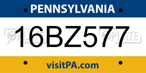 16BZ577 Pennsylvania License Plate