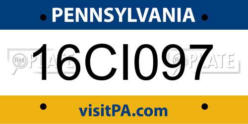 16CI097 Pennsylvania License Plate