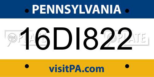 16DI822 Pennsylvania License Plate