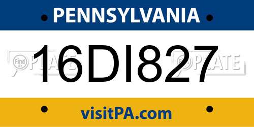 16DI827 Pennsylvania License Plate