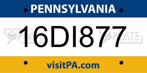 16DI877 Pennsylvania License Plate