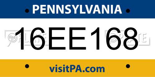 16EE168 Pennsylvania License Plate