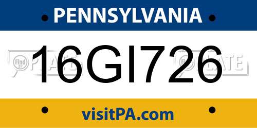16GI726 Pennsylvania License Plate