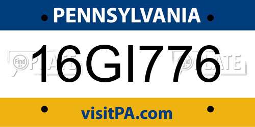 16GI776 Pennsylvania License Plate