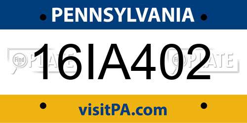 16IA402 Pennsylvania License Plate