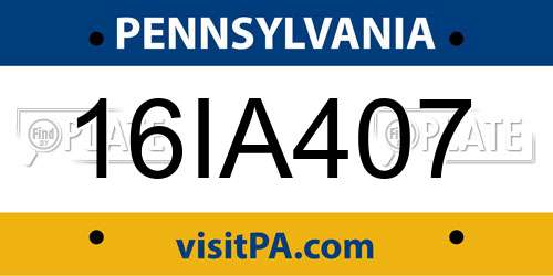 16IA407 Pennsylvania License Plate