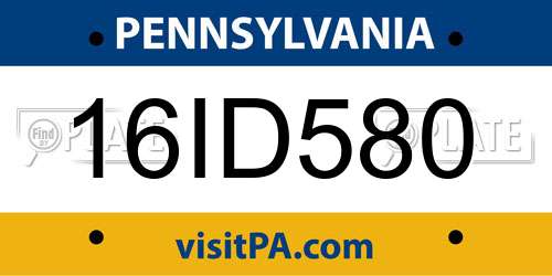 16ID580 Pennsylvania License Plate