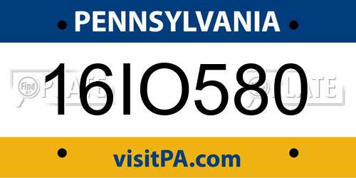 16IO580 Pennsylvania License Plate