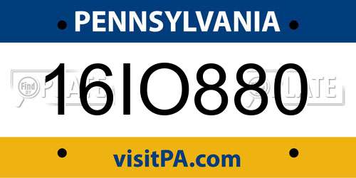 16IO880 Pennsylvania License Plate