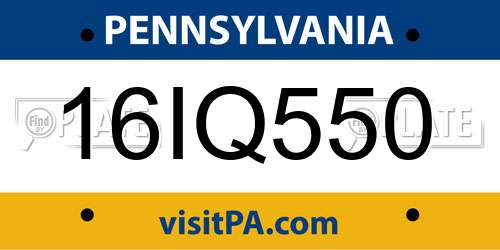 16IQ550 Pennsylvania License Plate