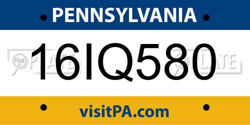 16IQ580 Pennsylvania License Plate