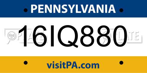 16IQ880 Pennsylvania License Plate