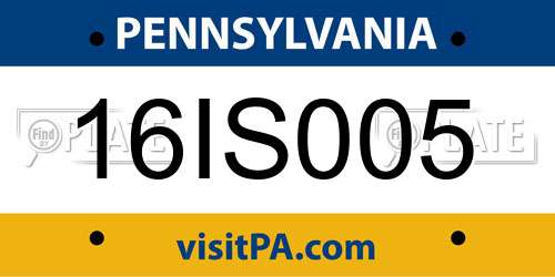 16IS005 Pennsylvania License Plate
