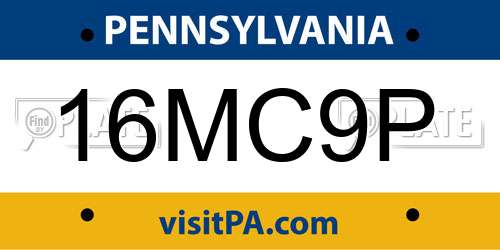 16MC9P Pennsylvania License Plate