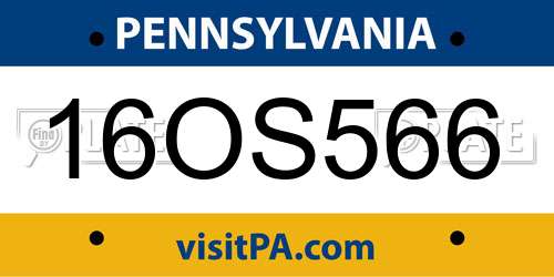 16OS566 Pennsylvania License Plate