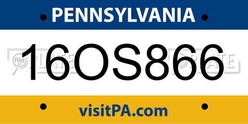 16OS866 Pennsylvania License Plate