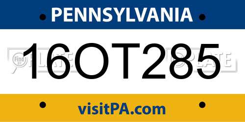 16OT285 Pennsylvania License Plate