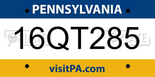 16QT285 Pennsylvania License Plate