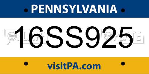 16SS925 Pennsylvania License Plate