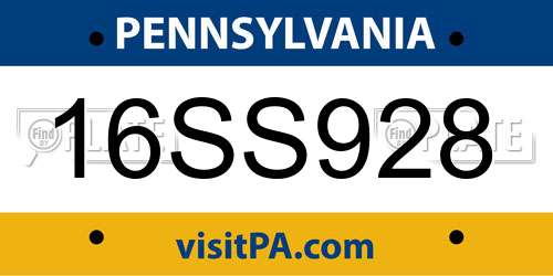 16SS928 Pennsylvania License Plate