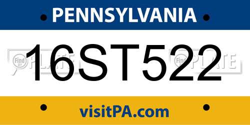 16ST522 Pennsylvania License Plate