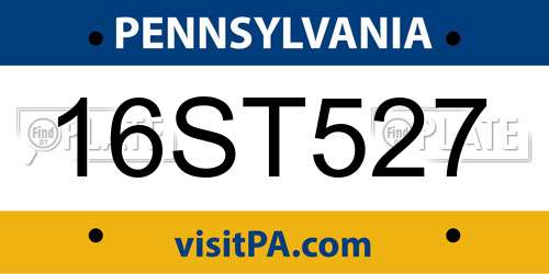 16ST527 Pennsylvania License Plate