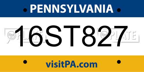 16ST827 Pennsylvania License Plate
