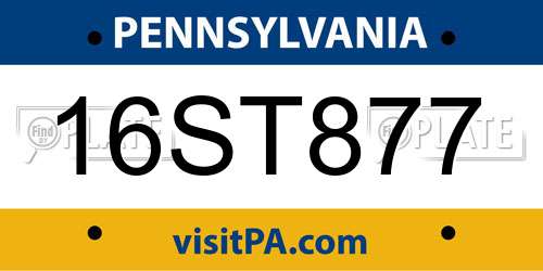 16ST877 Pennsylvania License Plate