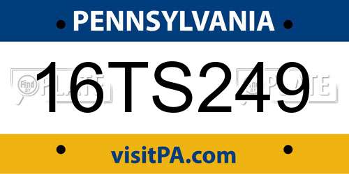 16TS249 Pennsylvania License Plate