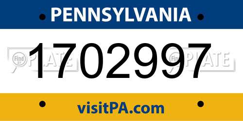 1702997 Pennsylvania License Plate