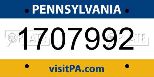 1707992 Pennsylvania License Plate