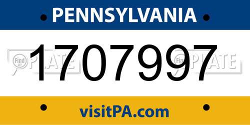 1707997 Pennsylvania License Plate