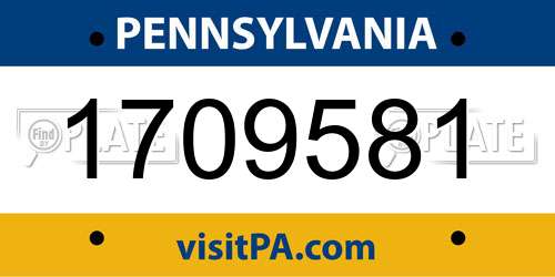 1709581 Pennsylvania License Plate