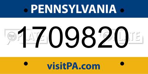 1709820 Pennsylvania License Plate