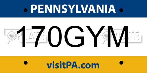 170GYM Pennsylvania License Plate