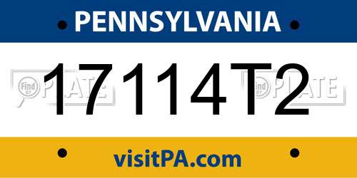 17114T2 Pennsylvania License Plate