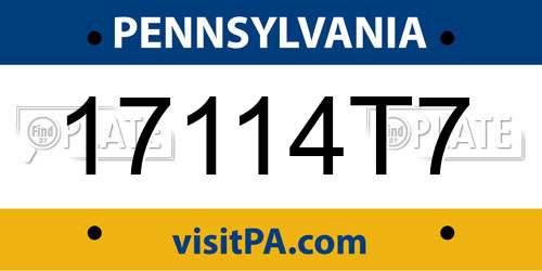 17114T7 Pennsylvania License Plate