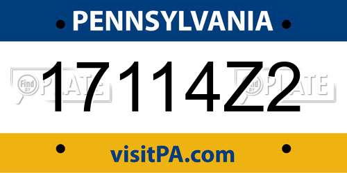 17114Z2 Pennsylvania License Plate