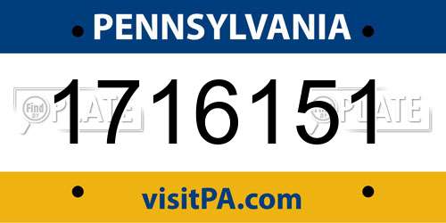 1716151 Pennsylvania License Plate